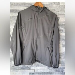 Women’s MAMMUT Full Zip Polyester Blend Hoodie-Gray-Medium